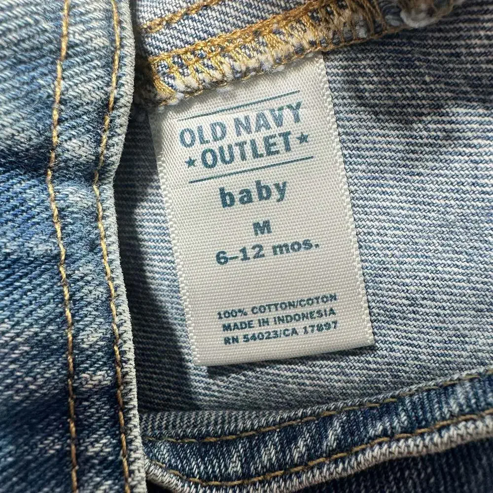 Vintage Old Navy Baby Denim Shortalls Overalls 6-12 Months Blue Bib Shorts